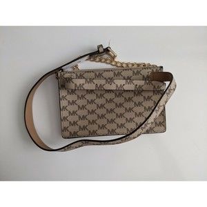 NWT Michael Kors Brown Belt Bag Logo with Chain Large
